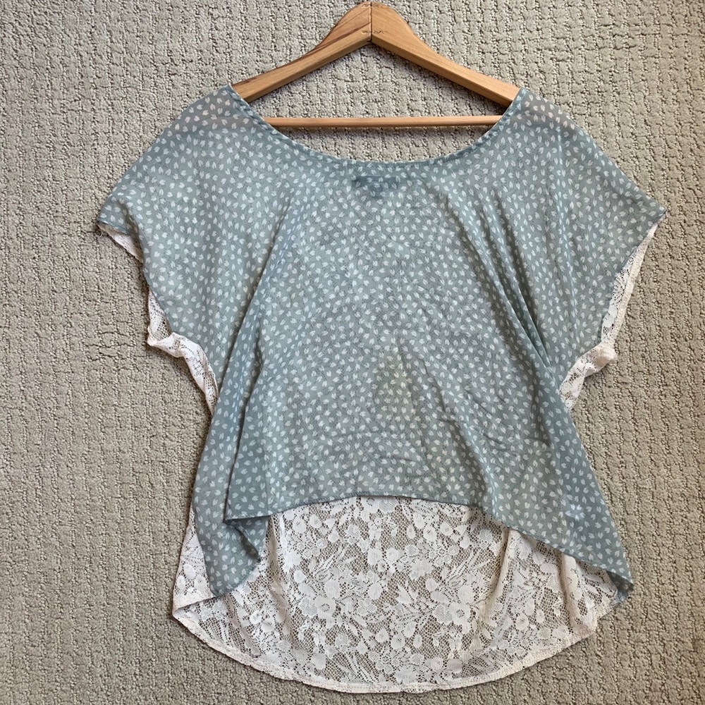 Soprano sheer aqua and lace blouse